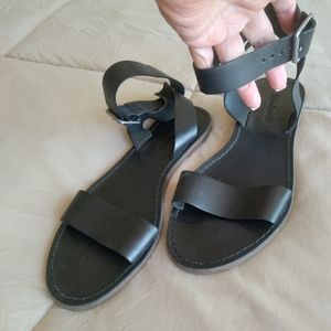 Madewell Black Leather Ankle Strap Sandal